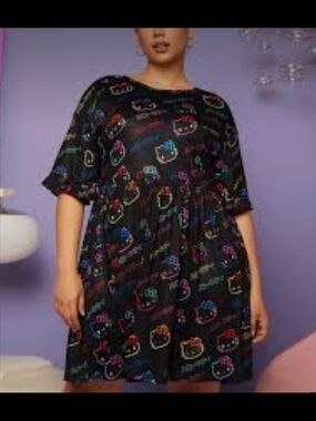 Hello Kitty - Neon Rainbow Print Babydoll Dress